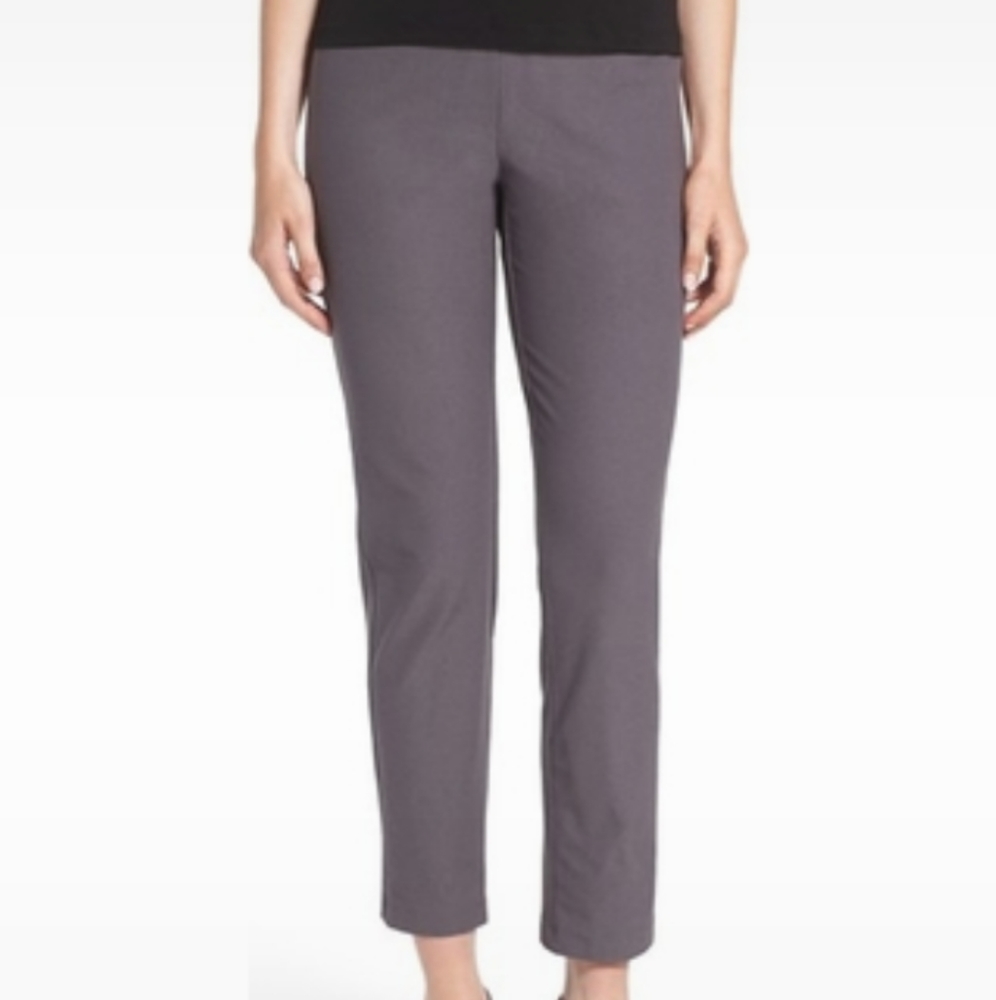Eileen Fisher Slim Ankle Pant With Yoke in Cinder